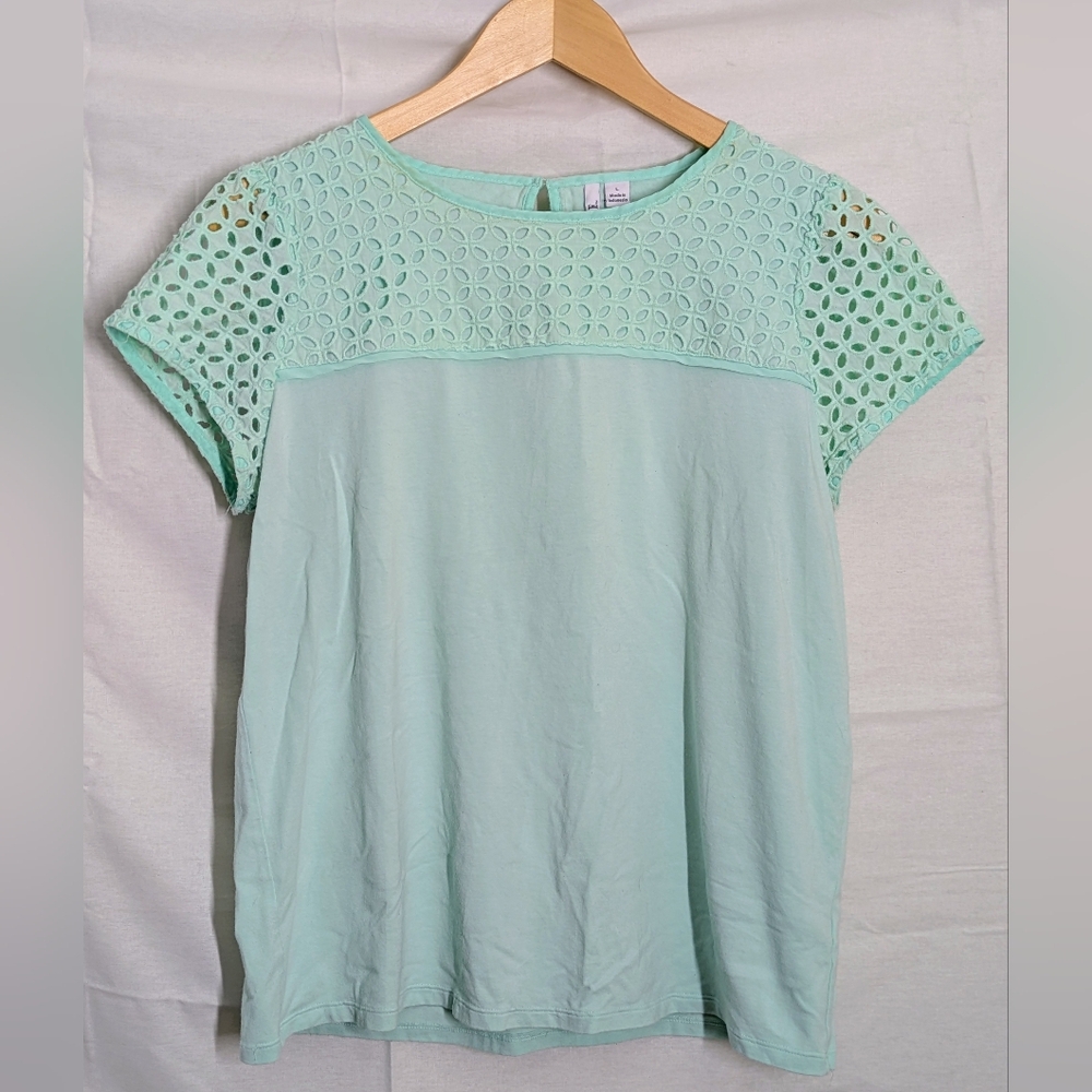 Mint Green Eyelet Lace Women's Top